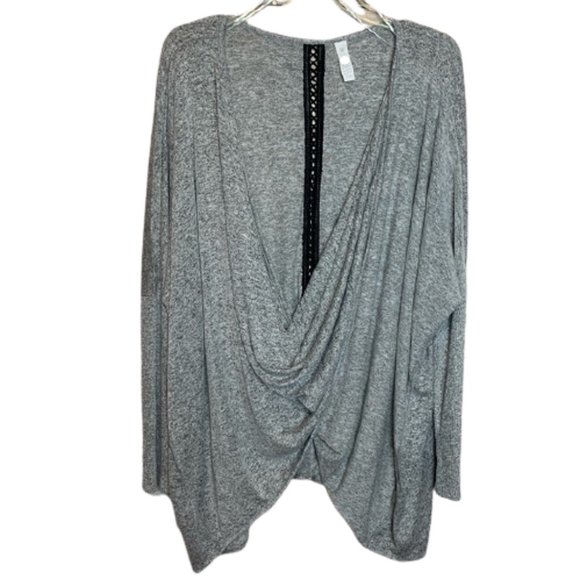 LIVI ACTIVE for LANE BRYANT Gray Twist Sweater 14
